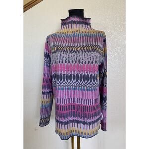 Trisha Tyler Reversible, Long-Sleeved, Mock Turtleneck, Lightweight Sweater - Sm